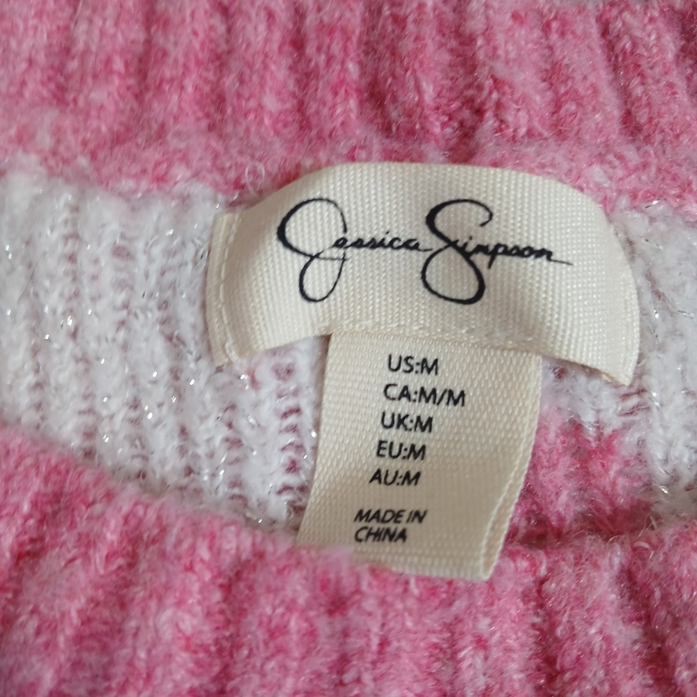 Jessica Simpson Pink and White Heart Sweater - Picture 2 of 5